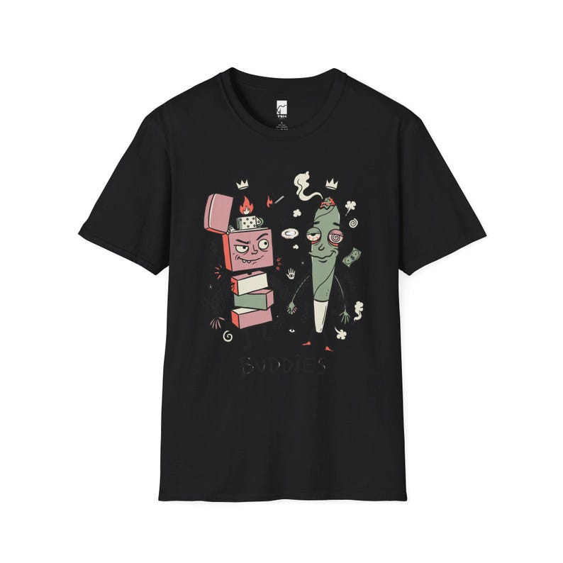 Stoner Buddies T-Shirt | Funny 420 Graphic Tee, Smoke Buddy Unisex Shirt, High Vibes Stoner Gift Black