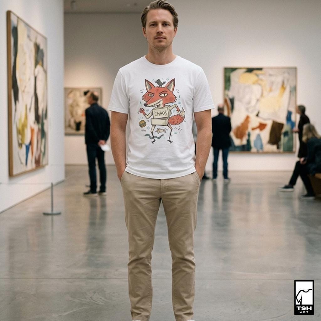 Chaos Fox T-Shirt | Mischievous Fox Illustration, Indie Lowbrow Art Tee