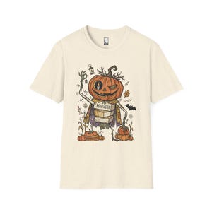 Camiseta Unissex com Estampa de Abóbora | Estampa de Abóbora de Halloween | Camiseta com Estampa de Colheita de Outono | Camiseta Assustadora com Abóbora Natural