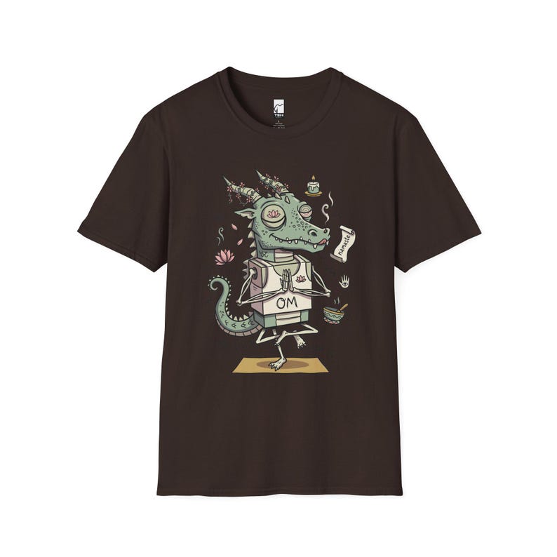 T-shirt yogadraak | Grappig T-shirt OM Namaste, zen-meditatie, uniseks shirt Dark Chocolate
