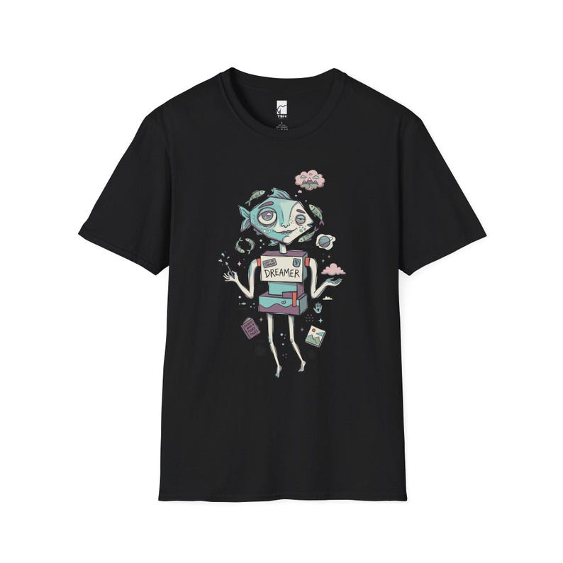 Camiseta de Piscis / Camiseta gráfica del zodíaco Soñador, Camiseta unisex de astrología, Regalo de cumpleaños Black