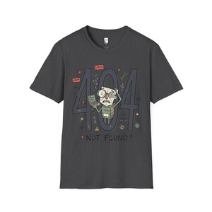 404 Not Found T-Shirt | Funny Developer Error Graphic Tee, Programmer Bug Unisex Shirt Dark Heather