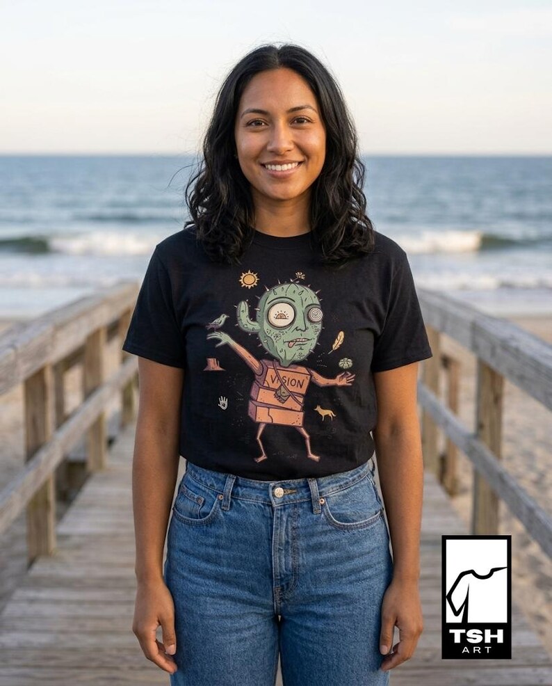 Psychedelic T-Shirt | Peyote Vision Graphic Tee, Desert Shaman Unisex Shirt, Trippy Cactus Gift Her Him