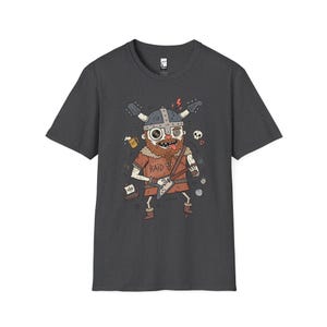 Viking Rocker T-Shirt | Norse Heavy Metal Graphic Tee, Guitarist Unisex Shirt Dark Heather