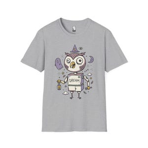 Dreamy Owl T-Shirt | Whimsigoth Graphic Tee, Mystical Unisex Shirt, Reader Gift Sport Grey