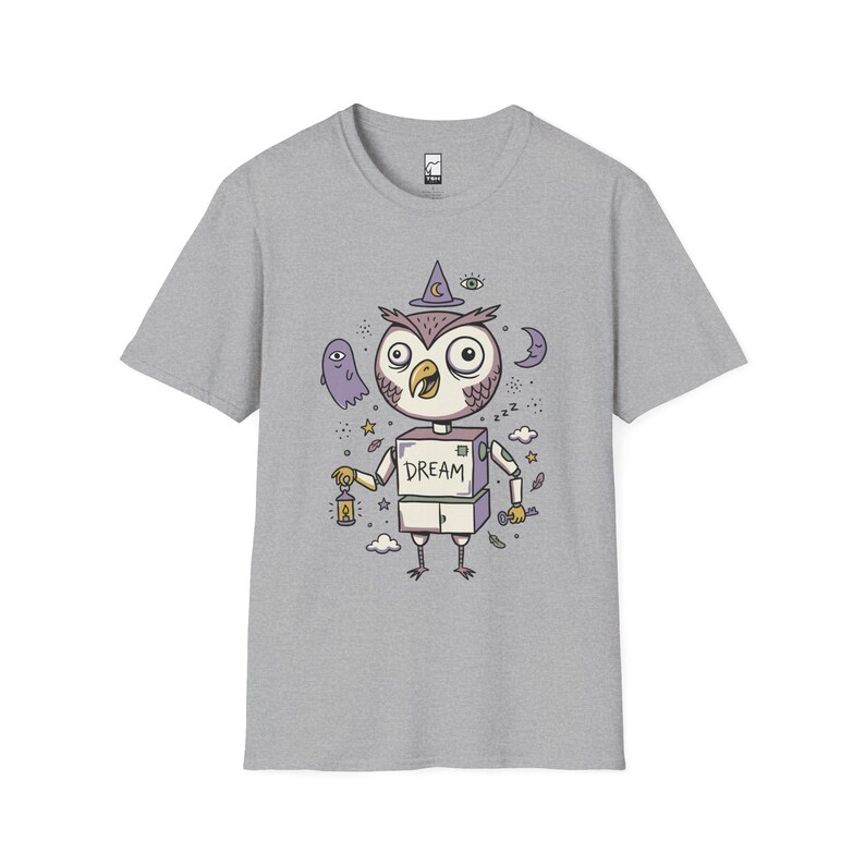 Dreamy Owl T-Shirt | Whimsigoth Graphic Tee, Mystical Unisex Shirt, Reader Gift Sport Grey