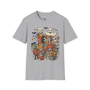 Bästa mamma någonsin Halloween-tröja | Spooky Mama T-shirt | Söt monstergrafik-tröja | Skräckmamma hösttopp | Retro läskiga kläder | Unisex present Sport Grey