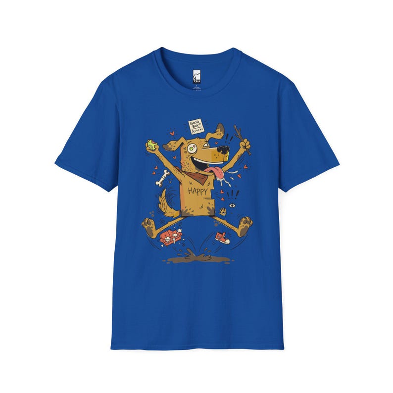 Happy Dog T-Shirt | Funny Good Boy Graphic Tee, Dog Lover Gift Royal
