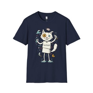 Turkish Van Cat Swimming Graphic Tee | Funny Water Loving Unisex Shirt Navy