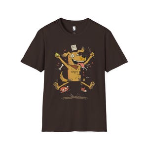 Happy Dog T-Shirt | Funny Good Boy Graphic Tee, Dog Lover Gift Dark Chocolate