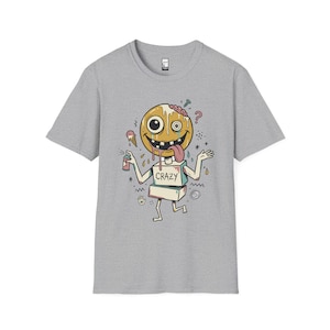 Crazy Drip Smiley T-Shirt | Weirdcore Streetwear Graphic Tee, Y2K Grunge Unisex Shirt Sport Grey