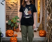 Cute Ghost Pumpkin Shirt | Witch Hat Halloween T Shirt | Spooky Season Graphic Tee | Best Friends Fall Tee | Retro Spooky Tee | Unisex Gift