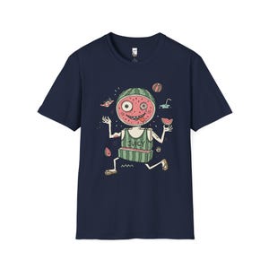 Rolig vattenmelon-T-shirt | Saftig sommargrafik-T-shirt, udda fruktälskare-T-shirt Navy