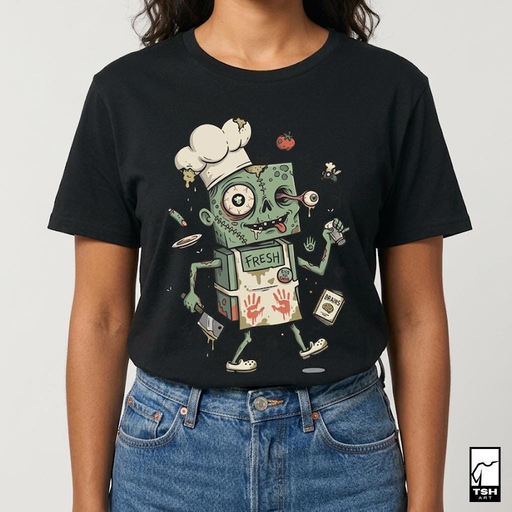 Zombie Chef T-Shirt | Horror Cooking Graphic Tee, Halloween Foodie Apparel