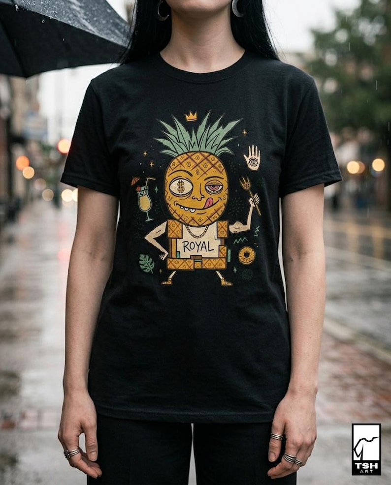 Royal Pineapple T-Shirt | Funny Tropical Graphic Tee, Tiki Hawaiian Unisex Shirt, Pineapple Lover Summer Gift
