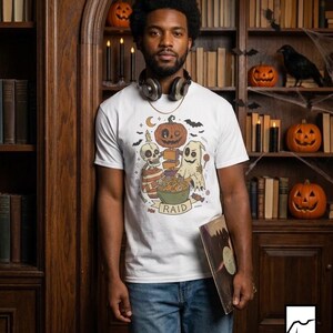 Vintage Halloween Shirt | Skeleton Ghost T Shirt | Spooky Candy Bowl Tee | Pumpkin Trick Or Treat Tee | Retro Spooky Tee | Unisex Gift