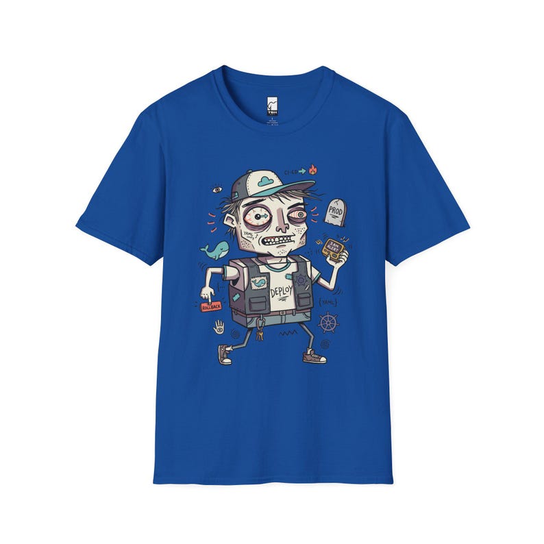 DevOps Engineer T-shirt | Rolig CI CD Deployment Graphic Tee, Sysadmin Coder T-shirt Royal