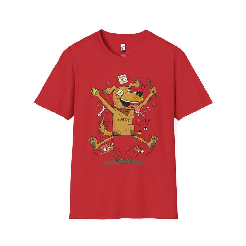 Happy Dog T-Shirt | Funny Good Boy Graphic Tee, Dog Lover Gift Red