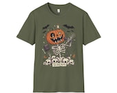 Scream Skeleton Halloween Shirt | Pumpkin Rocker T Shirt | Metal Horror Tee | Retro Fall Concert Top | Gothic Rock Clothes | Unisex Gift