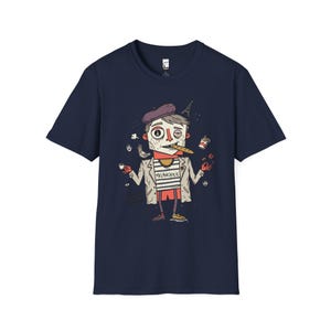 Paris Melancholie T-Shirt | French Ennui Graphic Tee, Parisian Illustration Unisex Shirt Navy