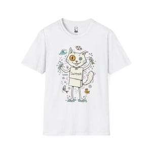 Turkish Van Cat Swimming Graphic Tee | Funny Water Loving Unisex Shirt White