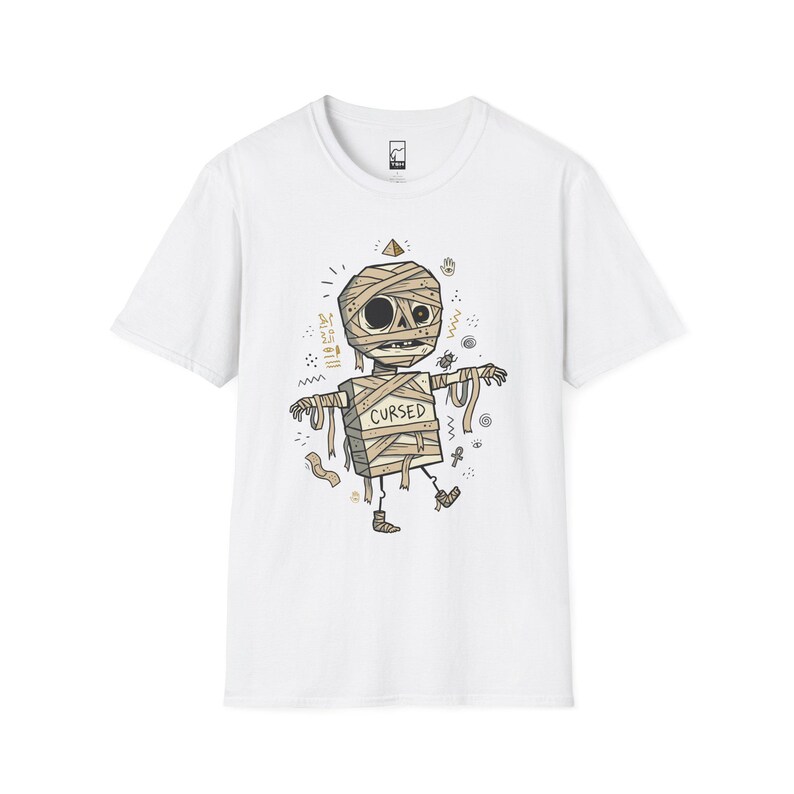 Camiseta de momia / Camiseta gráfica divertida de Halloween con temática egipcia maldita White