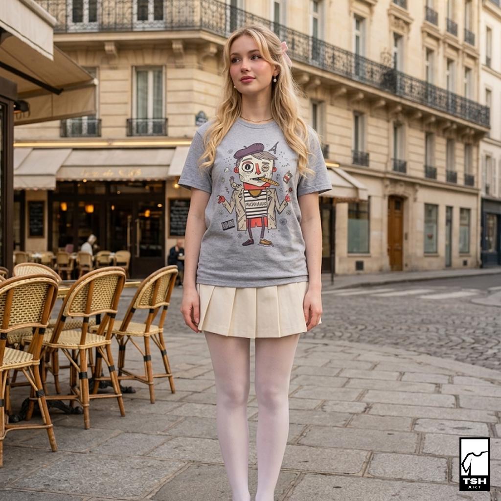 Paris Melancholie T-Shirt | French Ennui Graphic Tee, Parisian Illustration Unisex Shirt