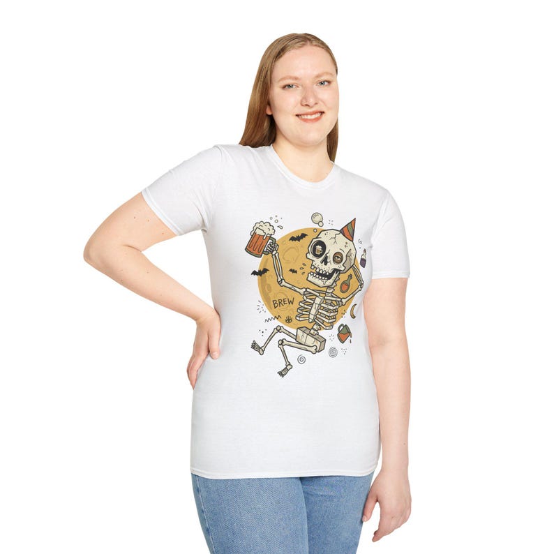 Funny Skeleton Shirt | Beer Drinking Tee | Halloween Party T Shirt | Spooky Humor Graphic Tee | Dancing Skeleton Tee | Unisex Gift image 17