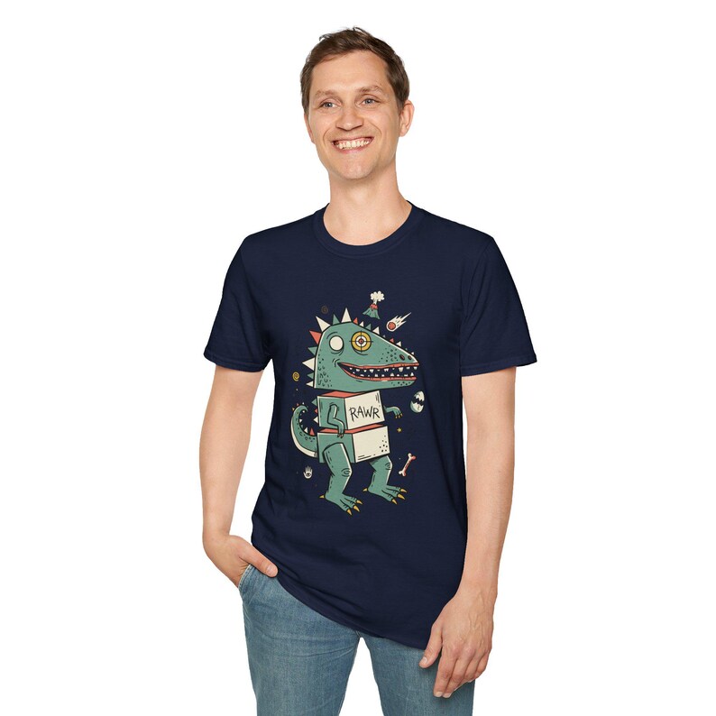 Funny RAWR T-Rex Shirt | Retro Dinosaur Graphic Tee, Kids Unisex Apparel image 17