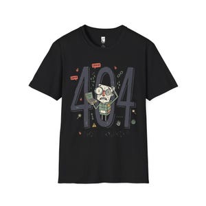 404 Not Found T-Shirt | Funny Developer Error Graphic Tee, Programmer Bug Unisex Shirt Black