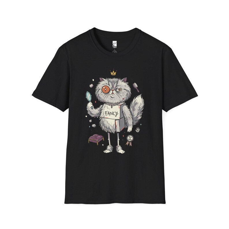 Persian Cat T-Shirt | Bougie Feline Graphic Tee, Cat Royalty Unisex Shirt Black