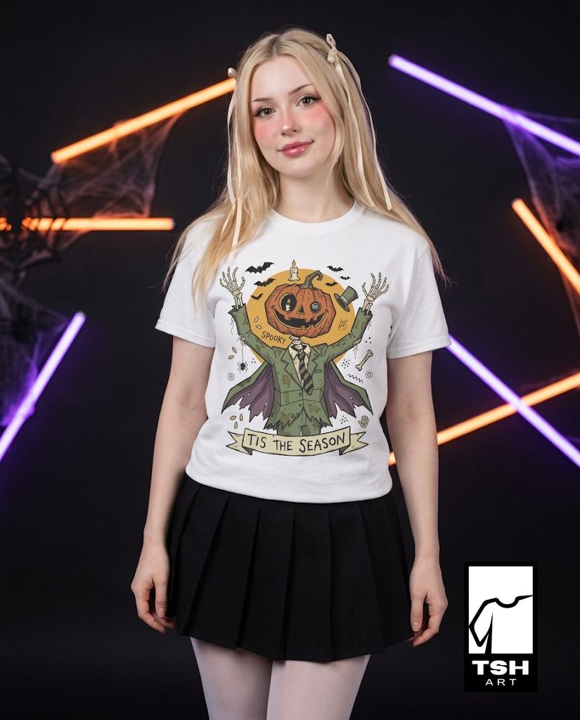 Jack O Lantern Scarecrow Shirt | Spooky Pumpkin Tee | Funny Halloween Graphic Tee | Tis The Season Shirt | Retro Fall Tee | Unisex Gift