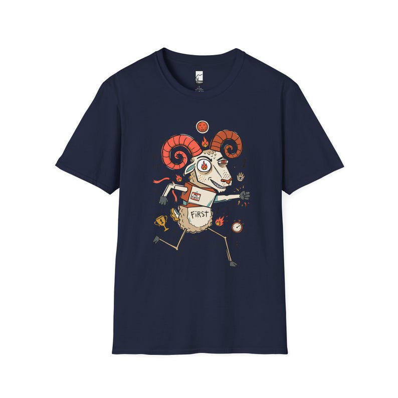 Aries Ram Graphic Tee | Funny Zodiac Astrology Unisex Shirt Navy