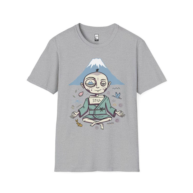 Zen Meditation Graphic Tee | Funny Mount Fuji Unisex Shirt, Japan Gift Sport Grey