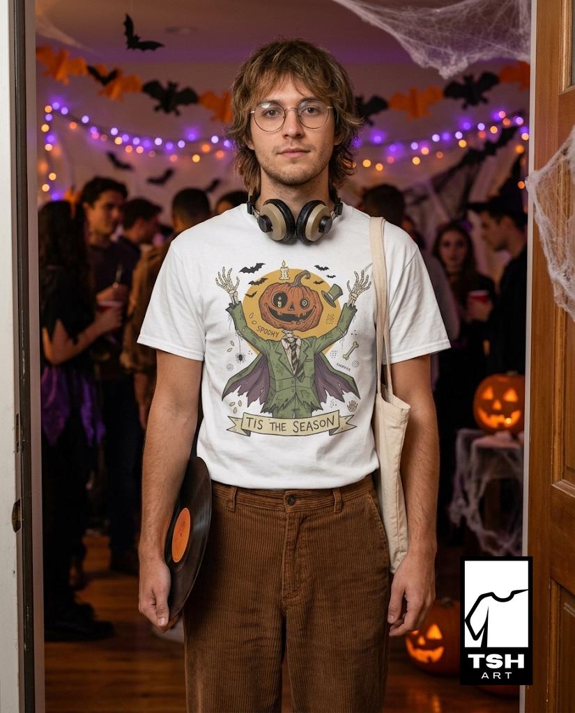 Jack O Lantern Scarecrow Shirt | Spooky Pumpkin Tee | Funny Halloween Graphic Tee | Tis The Season Shirt | Retro Fall Tee | Unisex Gift