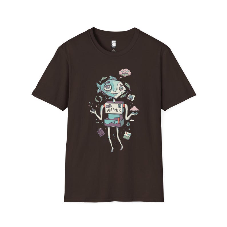 Camiseta de Piscis / Camiseta gráfica del zodíaco Soñador, Camiseta unisex de astrología, Regalo de cumpleaños Dark Chocolate