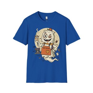 Halloween Ghost Coffee Shirt | Funny Barista Graphic Tee | Boo Rista T Shirt | Spooky Season Coffee Tee | Vintage Spooky Tee | Unisex Gift Royal
