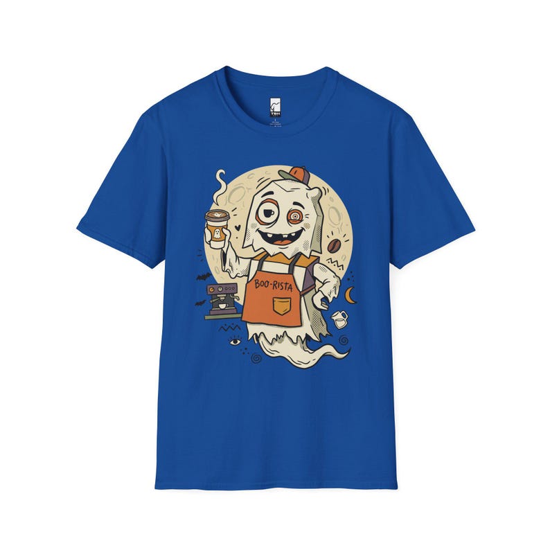 Halloween Ghost Coffee Shirt | Funny Barista Graphic Tee | Boo Rista T Shirt | Spooky Season Coffee Tee | Vintage Spooky Tee | Unisex Gift Royal