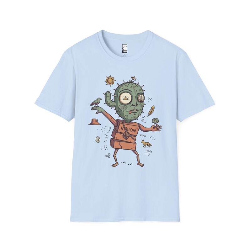 Psykedelisk kaktus-t-shirt | Desert Shaman Vision Quest grafisk t-shirt Light Blue