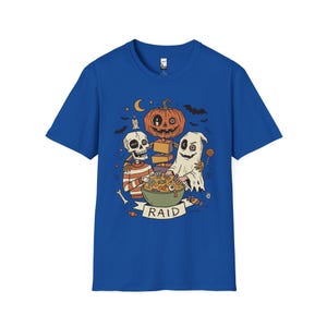 Vintage Halloween Shirt | Skeleton Ghost T Shirt | Spooky Candy Bowl Tee | Pumpkin Trick Or Treat Tee | Retro Spooky Tee | Unisex Gift Royal