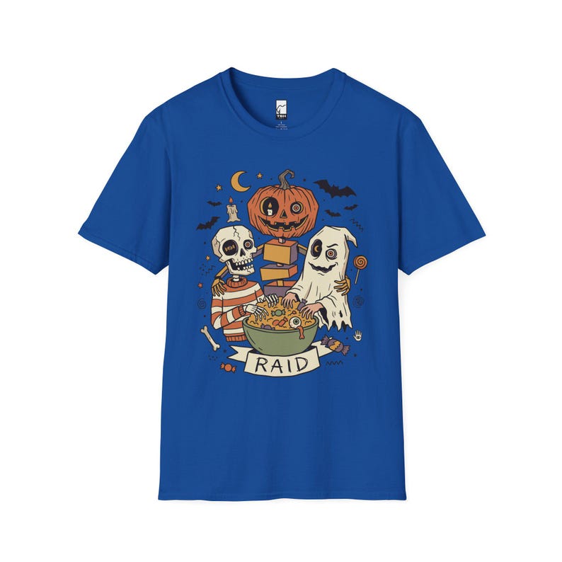 Vintage Halloween Shirt | Skeleton Ghost T Shirt | Spooky Candy Bowl Tee | Pumpkin Trick Or Treat Tee | Retro Spooky Tee | Unisex Gift Royal