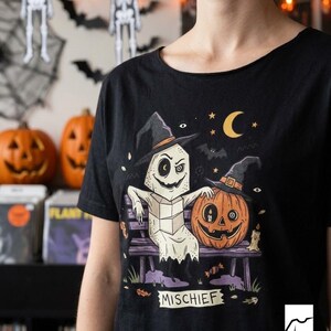 Cute Ghost Pumpkin Shirt | Witch Hat Halloween T Shirt | Spooky Season Graphic Tee | Best Friends Fall Tee | Retro Spooky Tee | Unisex Gift