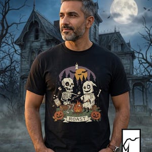 Skeleton Roast Halloween Shirt | Ghost Campfire Tee | Funny Marshmallow T Shirt | Spooky Smores Graphic Tee | Retro Fall Tee | Unisex Gift