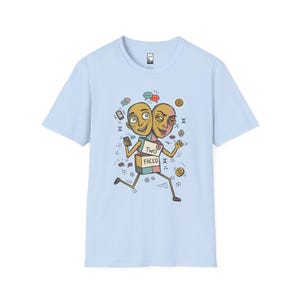 Gemini T-Shirt | Funny Dual Zodiac Illustration, Astrology Graphic Tee Light Blue