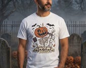 Scream Skeleton Halloween Shirt | Pumpkin Rocker T Shirt | Metal Horror Tee | Retro Fall Concert Top | Gothic Rock Clothes | Unisex Gift
