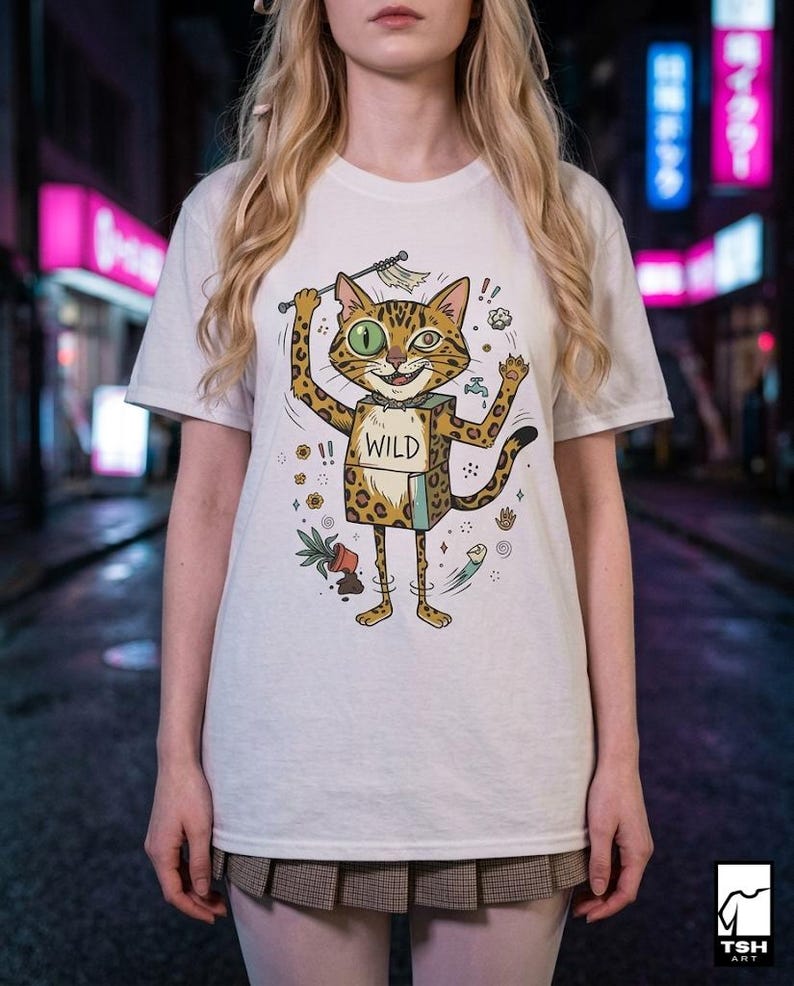 Wild Bengal Cat T-Shirt | Funny Energetic Cat Graphic Tee, Mischievous Zoomies Unisex Shirt, Cat Lover Gift