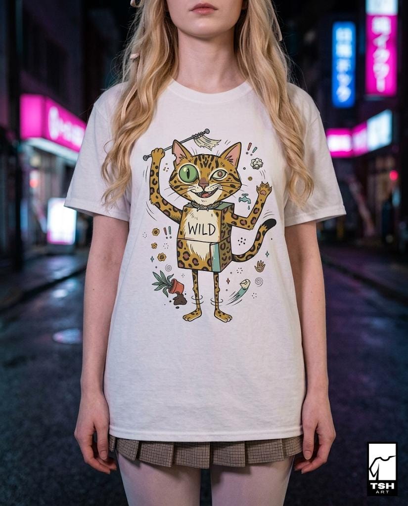 Wild Bengal Cat T-Shirt | Funny Energetic Cat Graphic Tee, Mischievous Zoomies Unisex Shirt, Cat Lover Gift