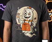 Halloween Ghost Coffee Shirt | Funny Barista Graphic Tee | Boo Rista T Shirt | Spooky Season Coffee Tee | Vintage Spooky Tee | Unisex Gift