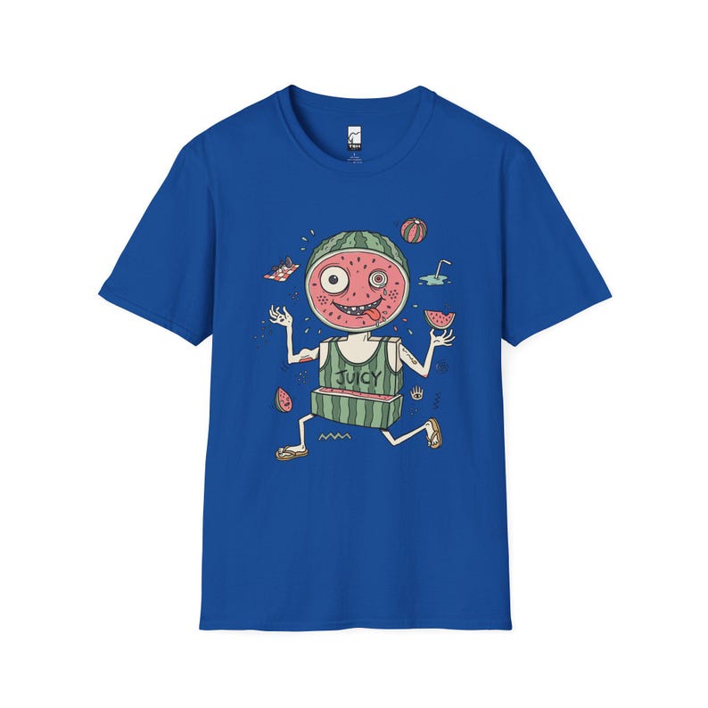 Rolig vattenmelon-T-shirt | Saftig sommargrafik-T-shirt, udda fruktälskare-T-shirt Royal