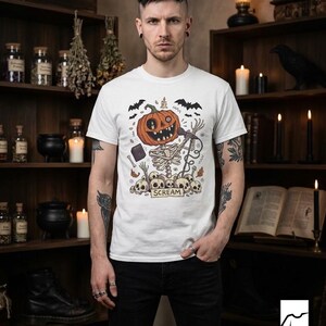 Scream Skeleton Halloween Shirt | Pumpkin Rocker T Shirt | Metal Horror Tee | Retro Fall Concert Top | Gothic Rock Clothes | Unisex Gift